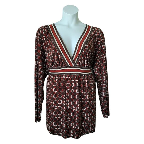 MSSP Max Studio Specialty Products NWT Brown V-Neck Long Sleeve Tunic Plus 3X - Picture 1 of 6